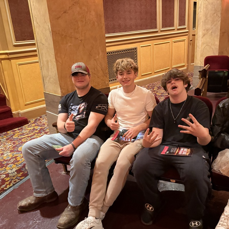 Hunter Hattaway, Cameron Katilus, and Anthony Mikula getting ready to watch the show