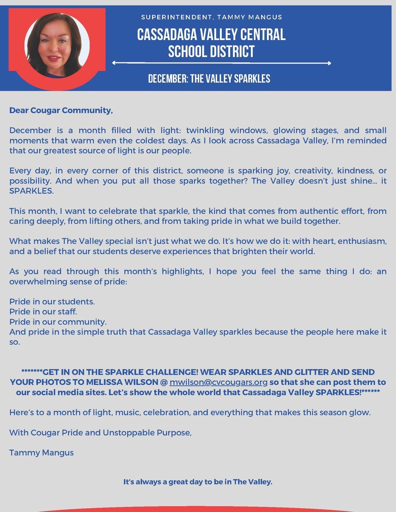 December superintendent message