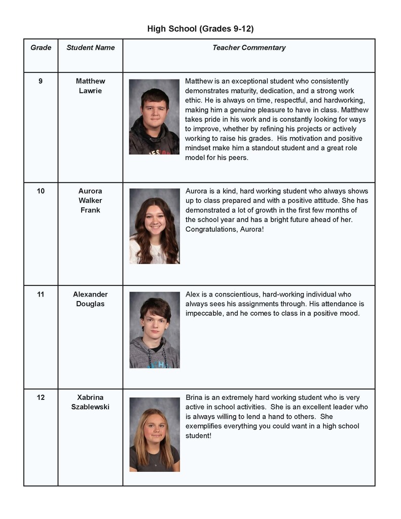 December student of the month