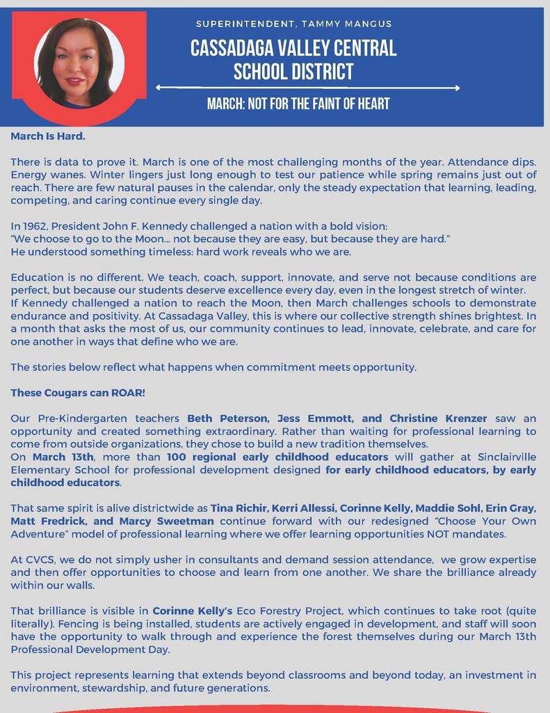 March Supt Message