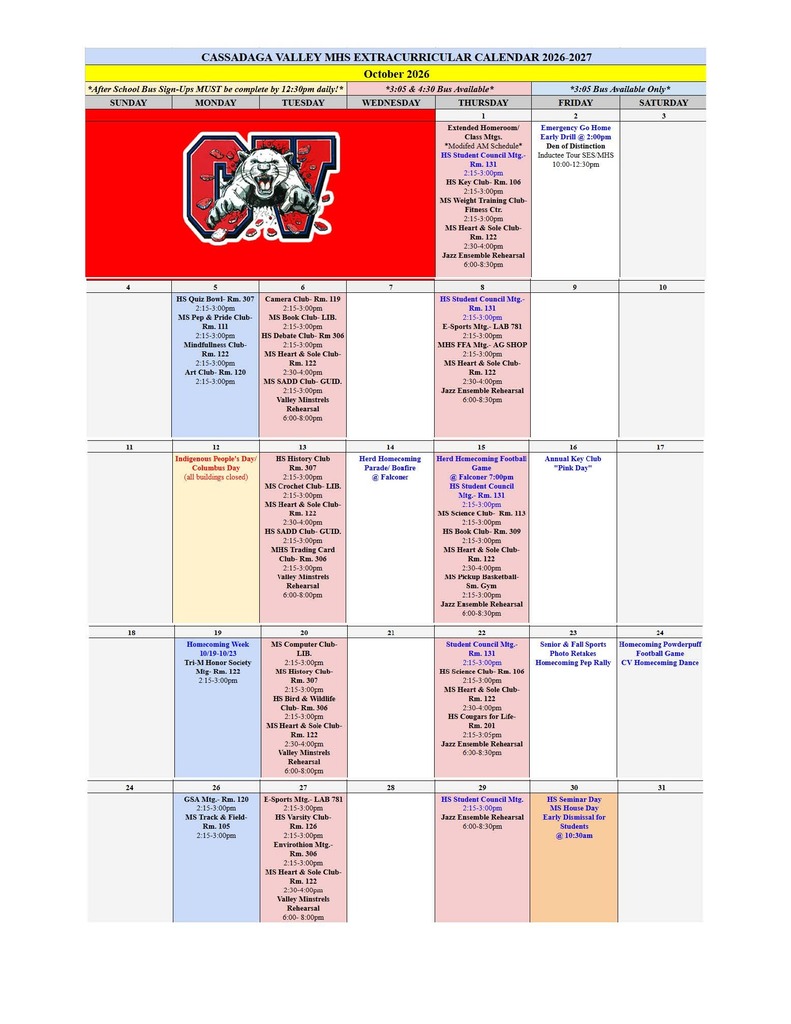 October Extracurriculars