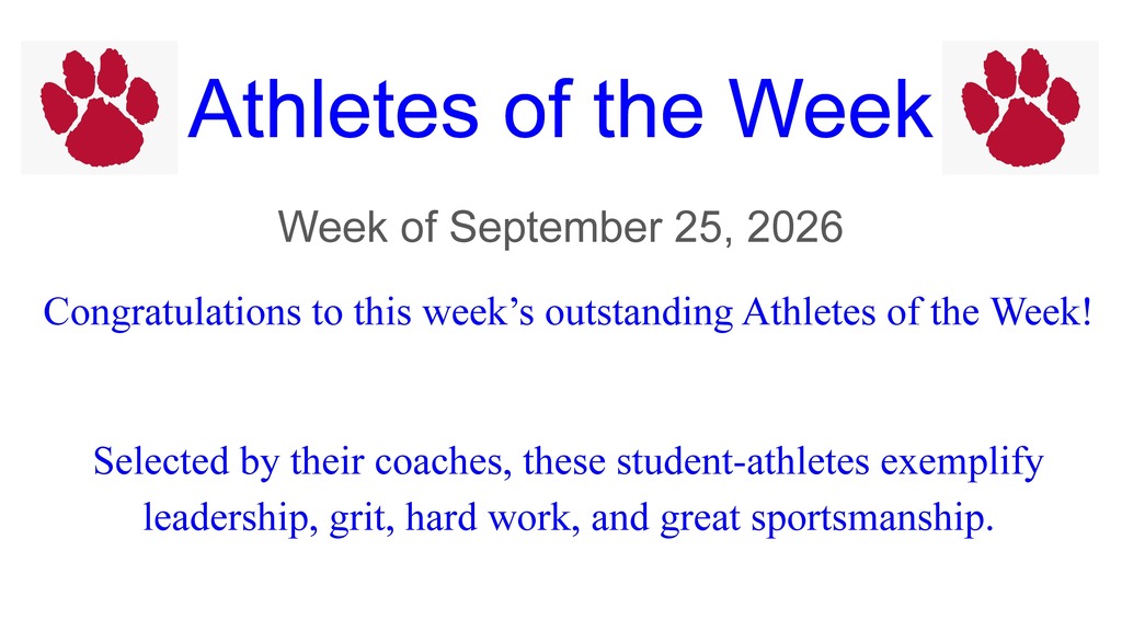 Athletes of the Week - 9/25/26