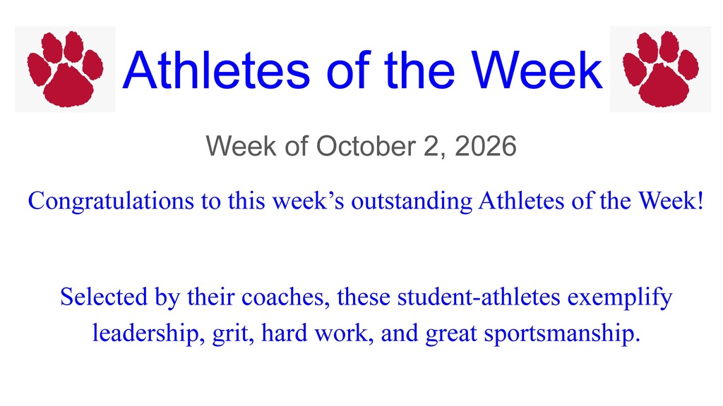 Athletes of the Week - 10/2/26