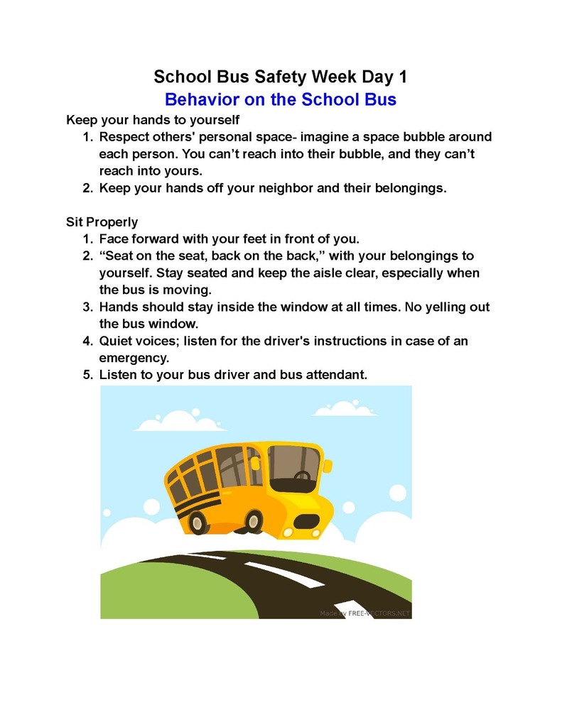 School Bus Safety Week - Day 1