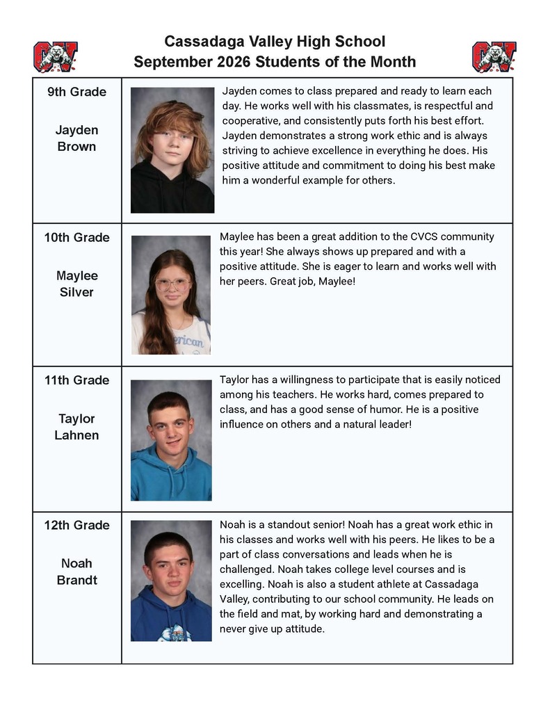 Sept Students of the Month