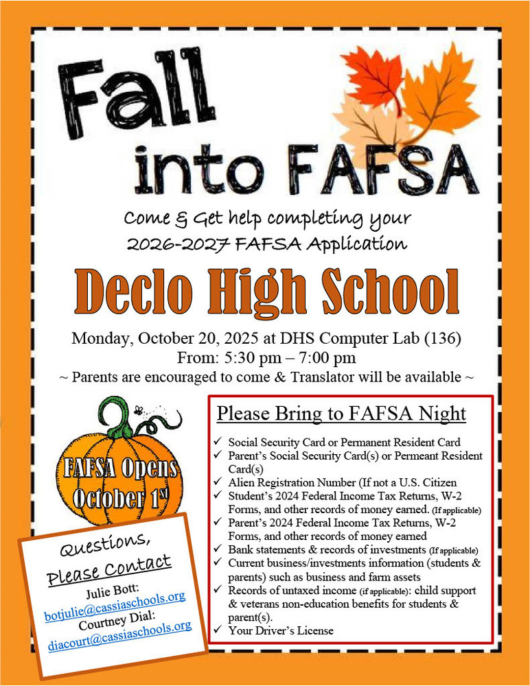 fall FAFSA orange leaves