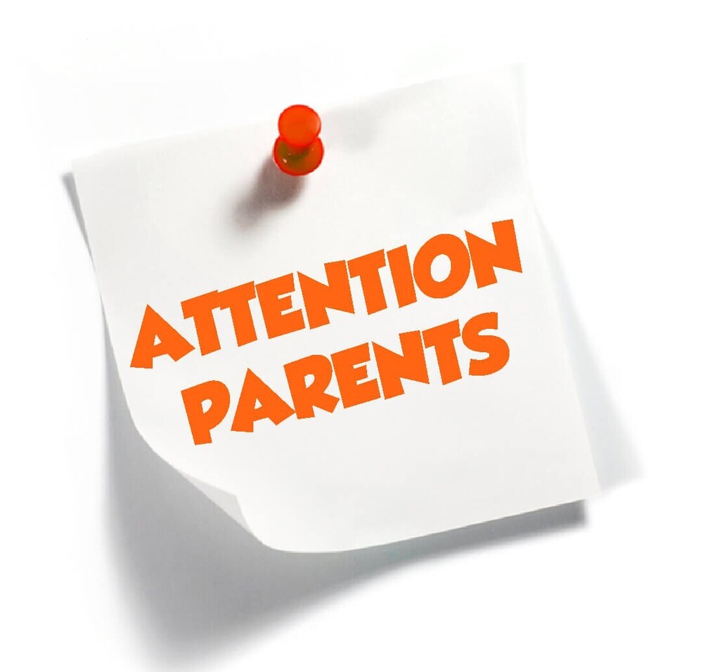 Post it note with text attention parents