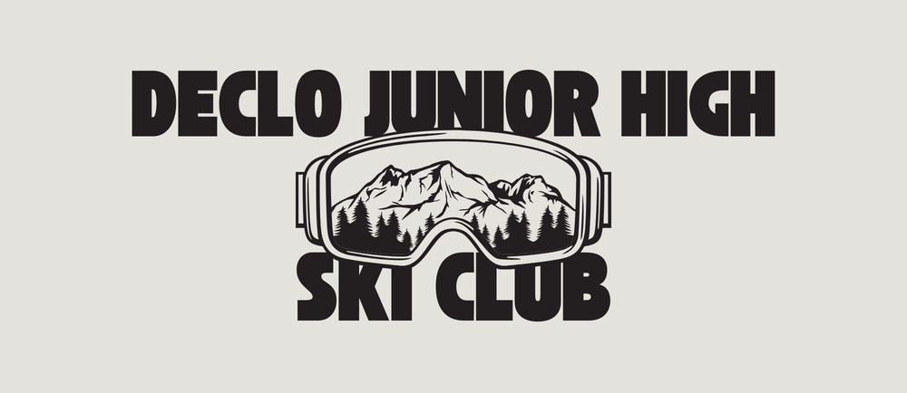 Declo Junior High Ski Club logo with mountains in ski goggles.