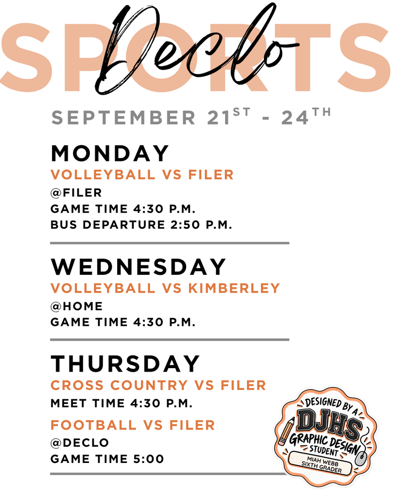 A sports event schedule from September 21st to 24th. Features volleyball, cross country, and football games.