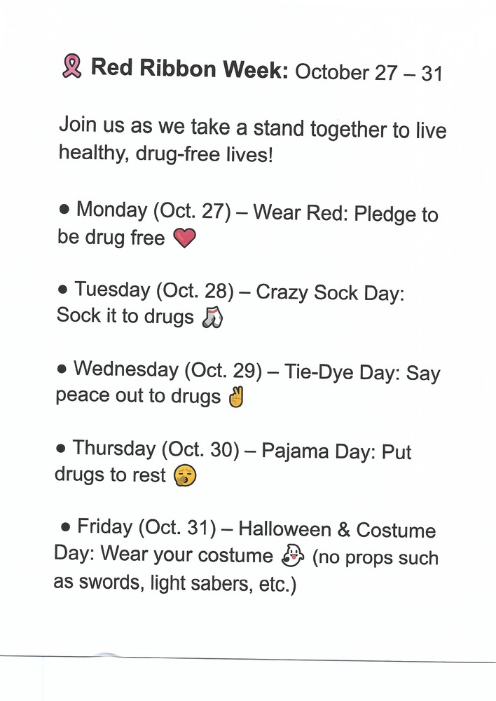 Red Ribbon Spirit Week