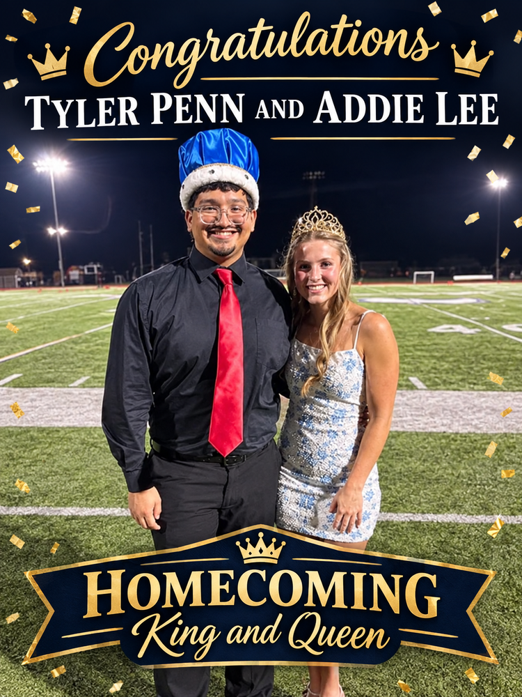 Homecoming King and Queen Tyler Pennand Addie Lee
