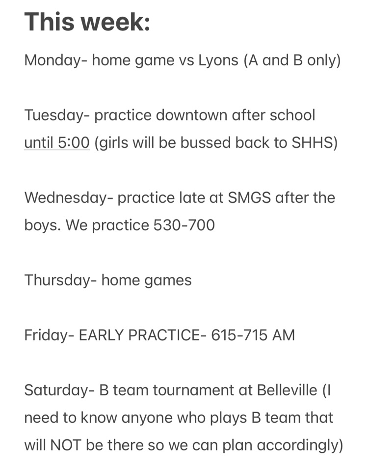 week schedule
