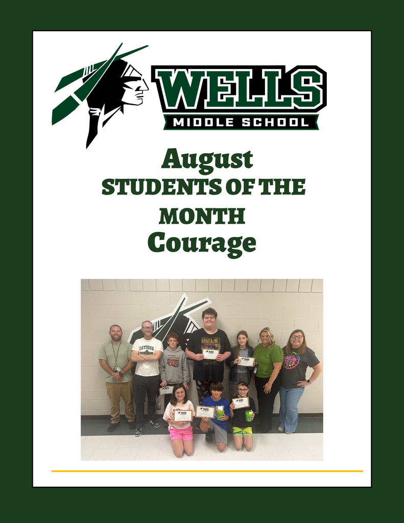 Wells Middle School August Students of Month for Courage