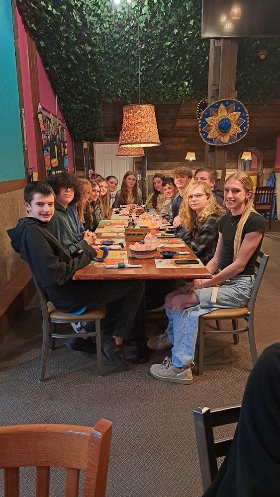 Students in Mexican restaurant