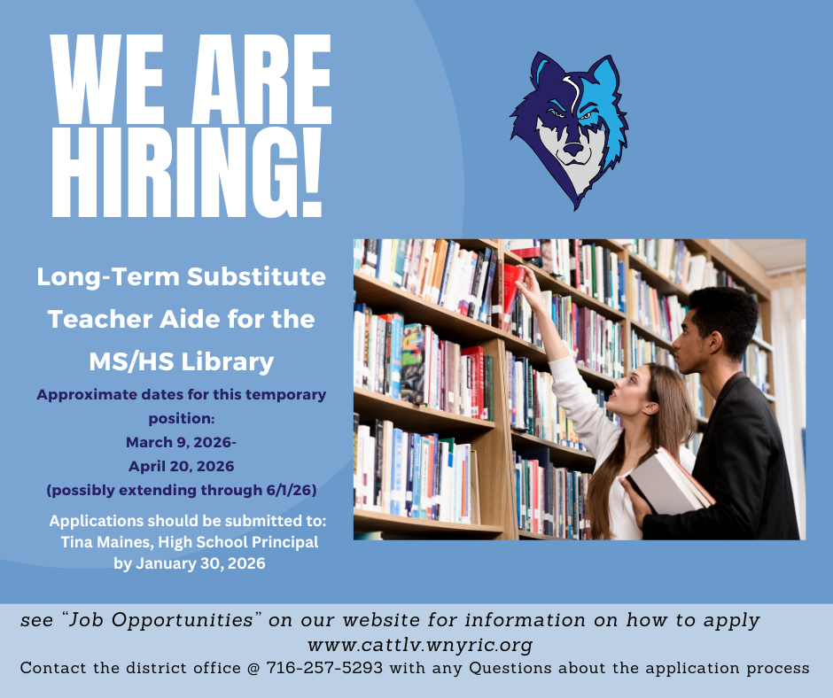 Advertisement for LTS Library Aide.