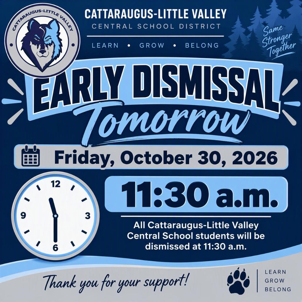 early dismissal notification, October 30, 2026. dismissal at 11:30