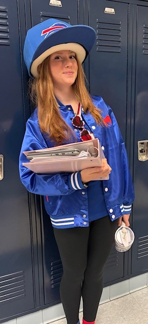 Student in Bills gear
