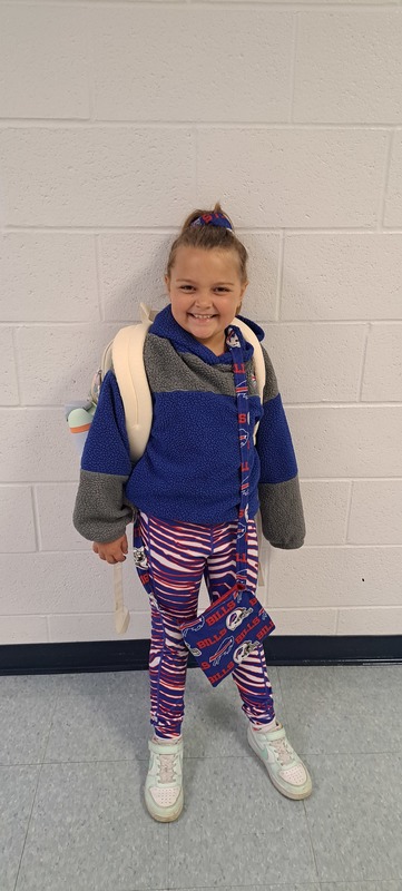 Student in Bills gear