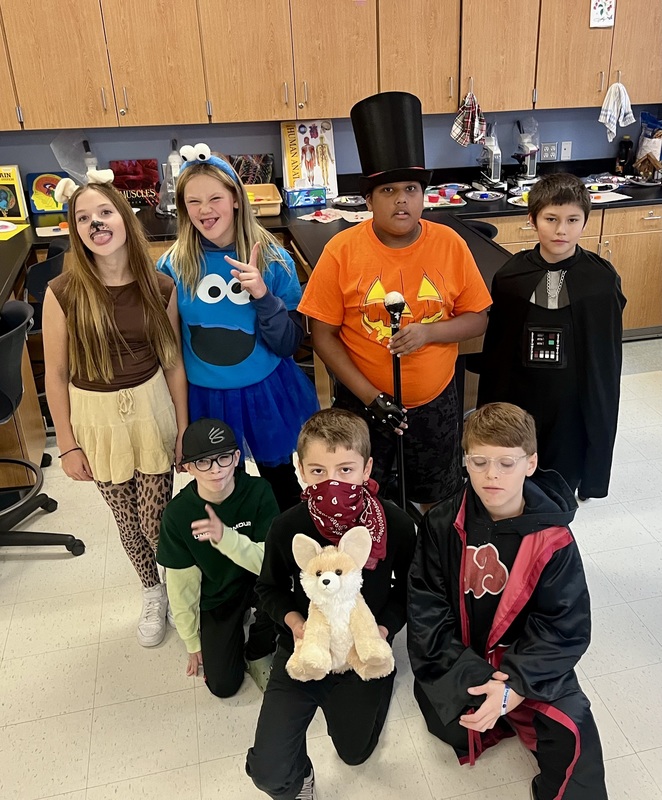 Students dressed in costumes.