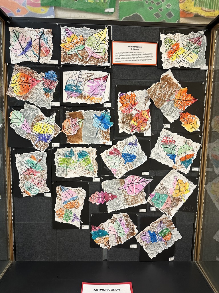 3rd grade Leaf Monoprints