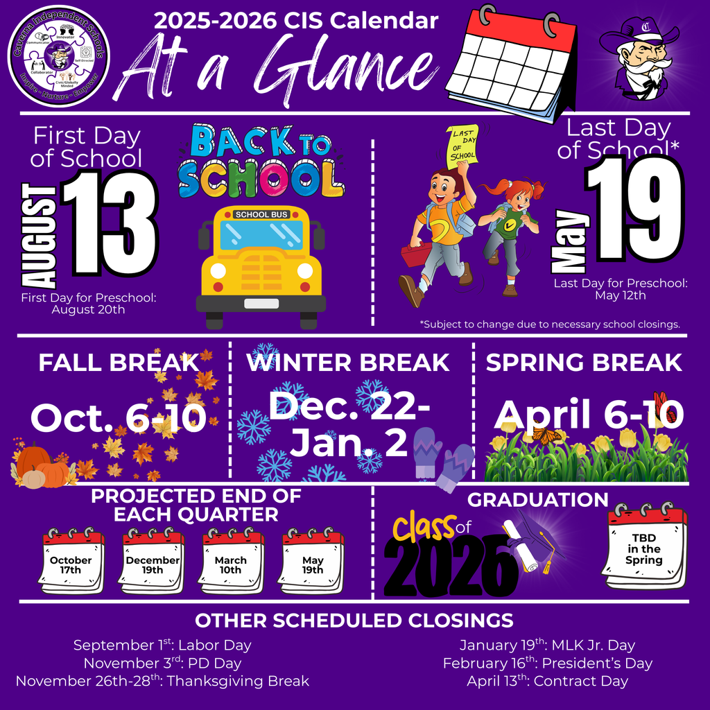 CIS Calendar At a Glance