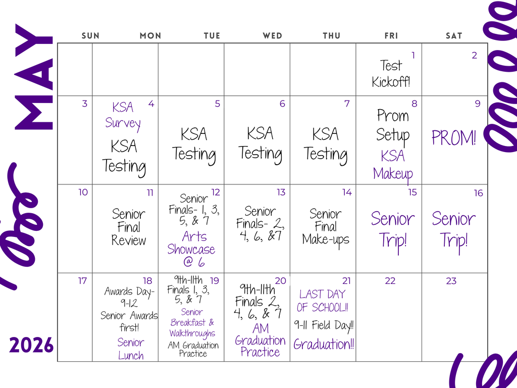 MAy Calendar for CHS