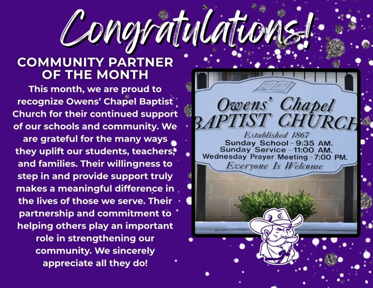 Owens’ Chapel Baptist Church Community Partner of the Month