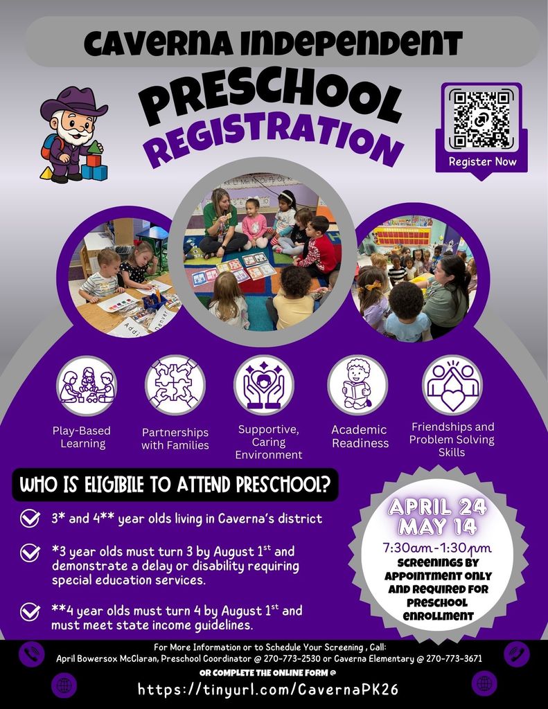 Register your child for their preschool screening today! Preschool screenings are May 14th.