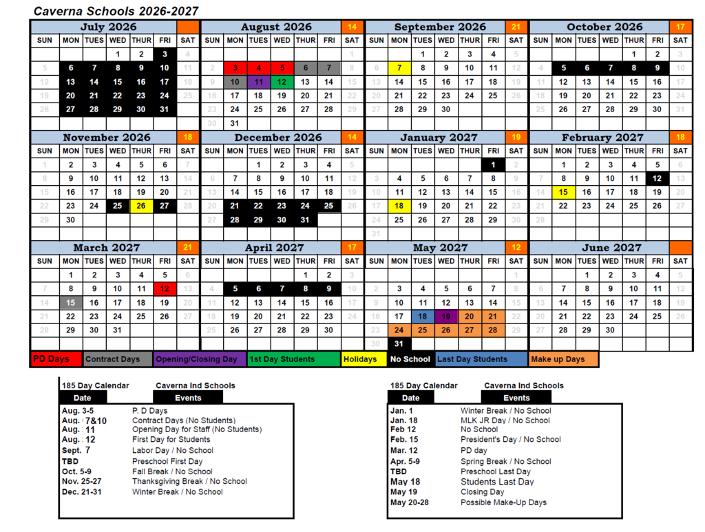 Caverna Calendar 26-27