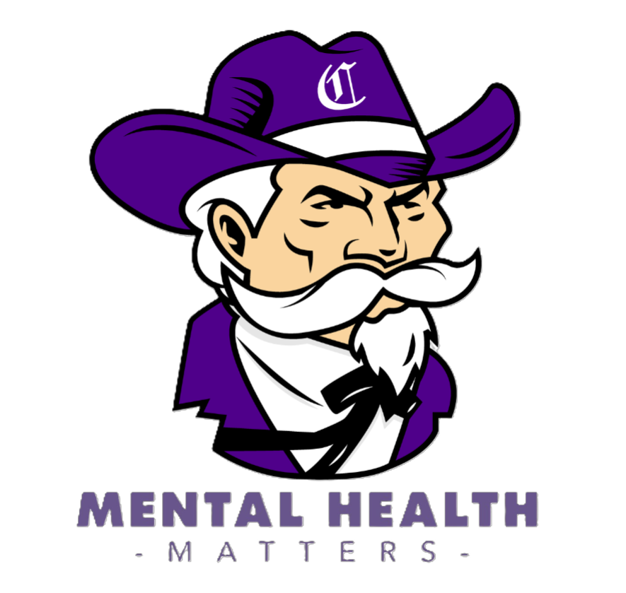 Photo of school mascot with Mental Health Matters branding