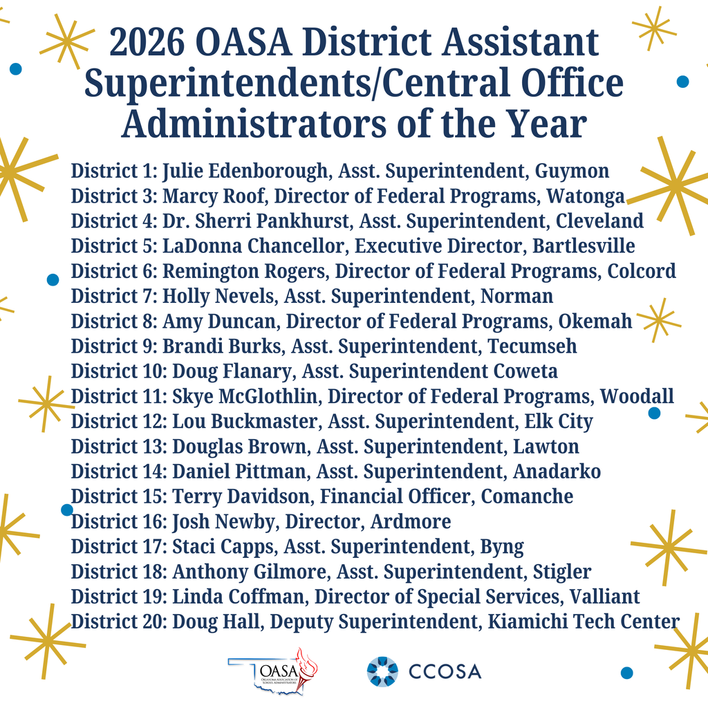 2026 OASA District Asst. Superintendents/Central Office Admin. of the Year