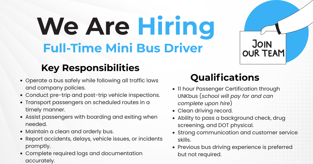Full-Time Mini Bus Driver Job Posting