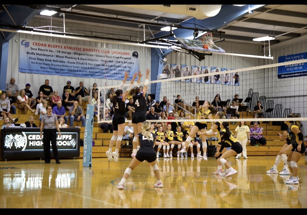 Cedar Bluffs 2026 Varsity Volleyball team competing against Lyons-Decatur