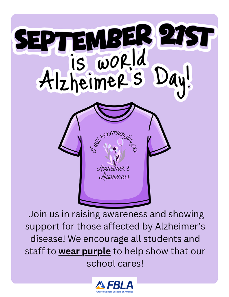 Wear purple on September 21st for World Alzheimer's Day