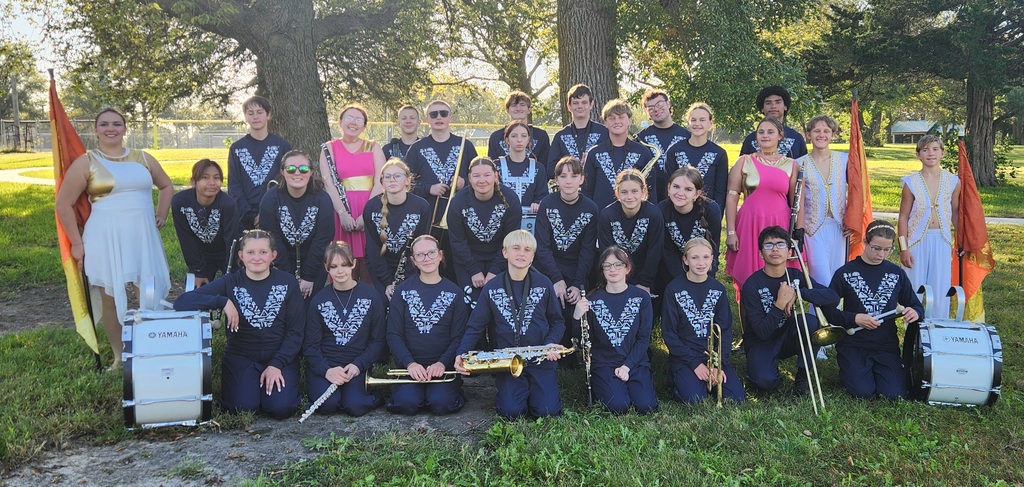 Marching band dressed in uniform