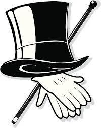 Black & White top hat with white gloves