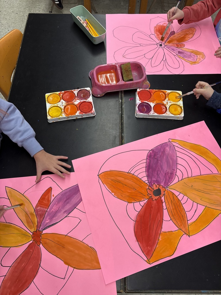 student drawing flower