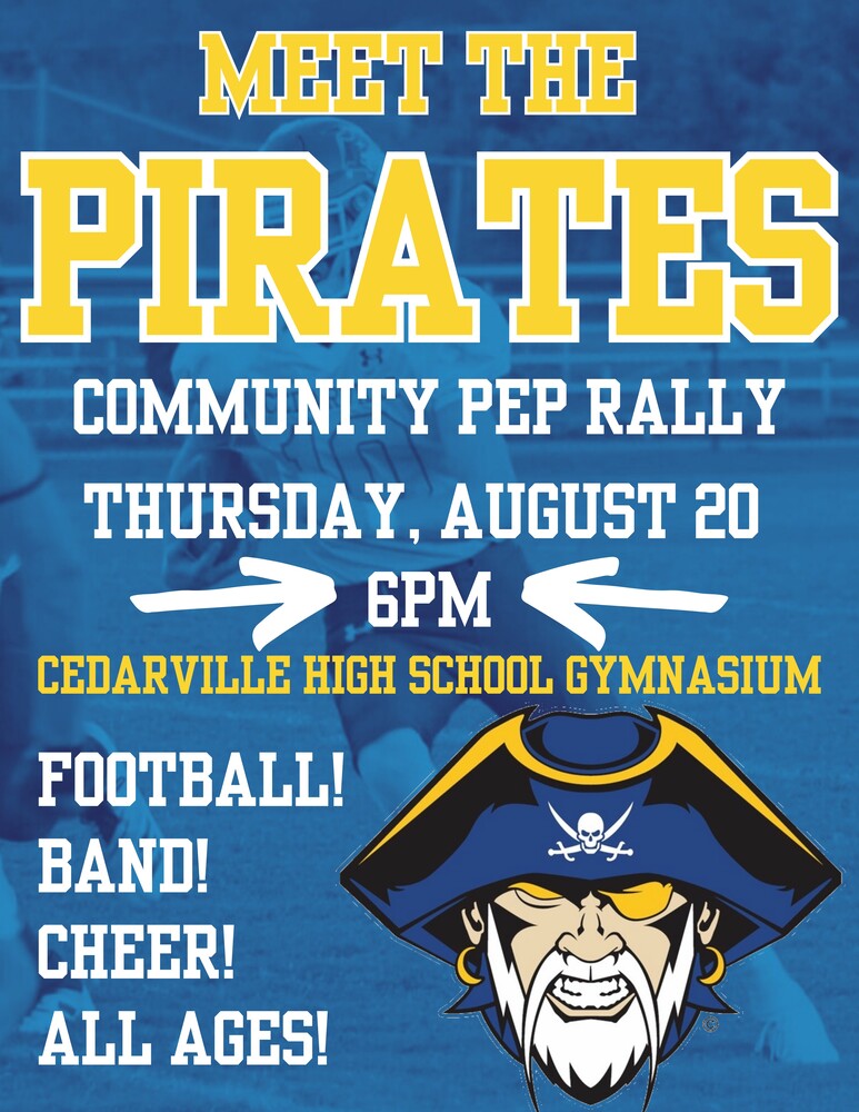 Community Pep Rally Flyer, August 20, 6 PM