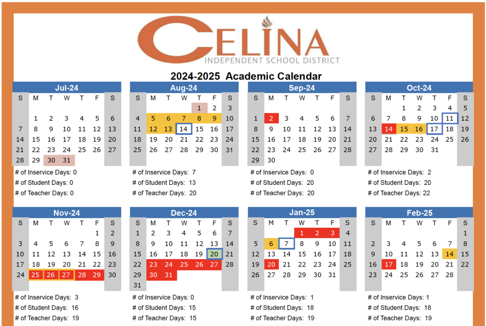 2024-25 Academic Calendar | Jerry and Linda Moore Middle School