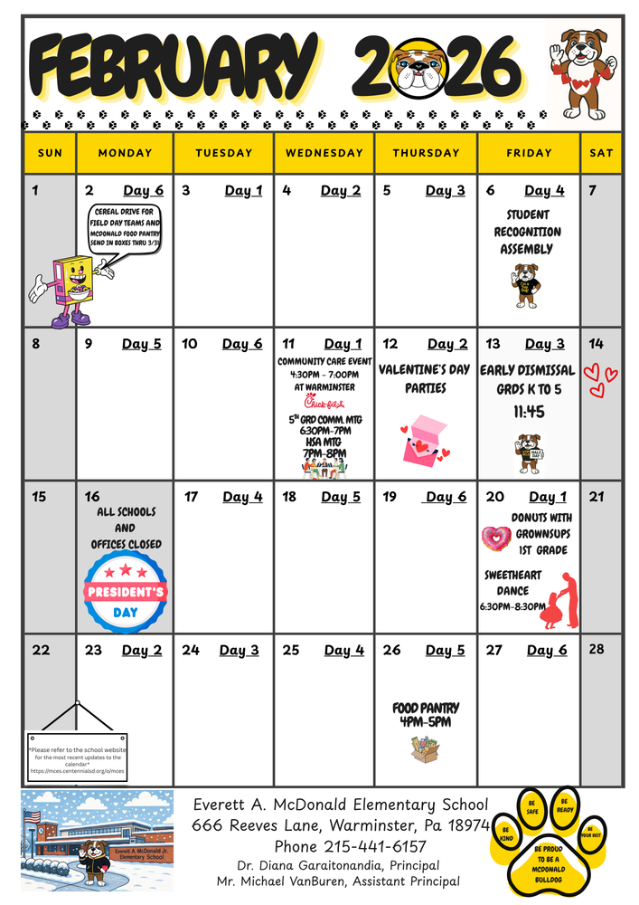McBulldog Calendar February 2026