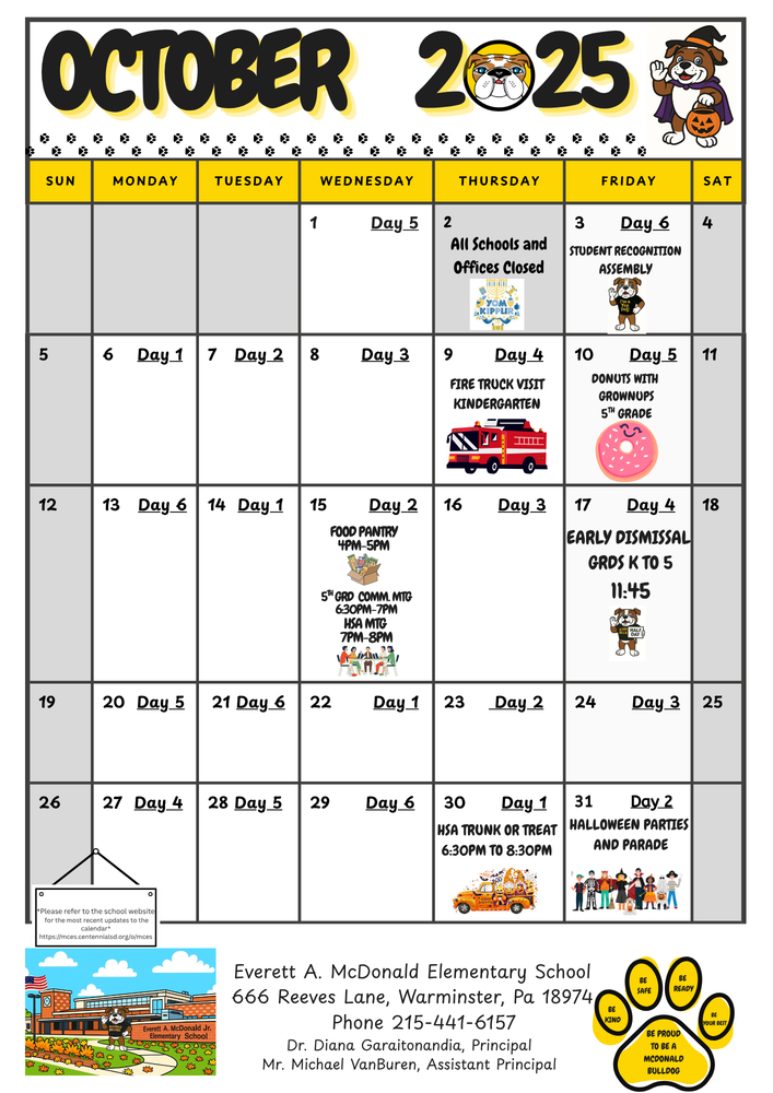 October 2025 McBulldog Calendar