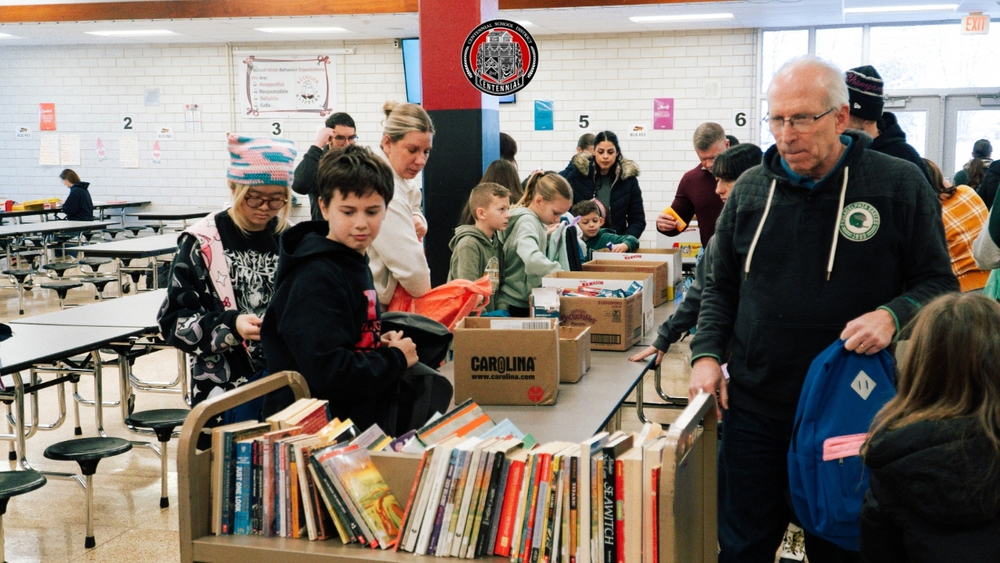 Photo of CSD community pacling bookbags for the Day of Service 2026