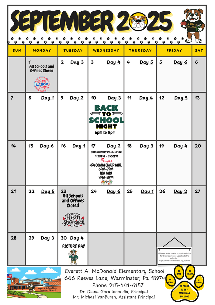 September 2025 McBulldog Calendar