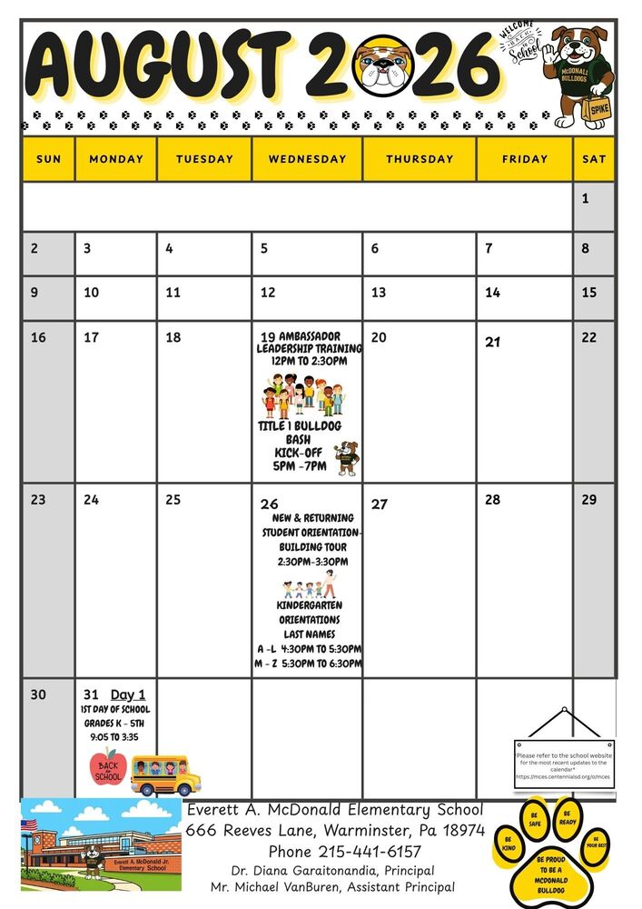McBulldog Calendar August 2026