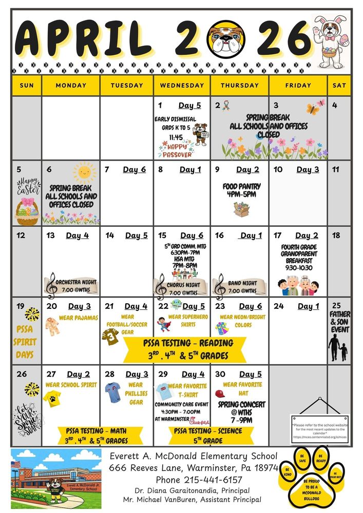 McBulldog Calendar April 2026