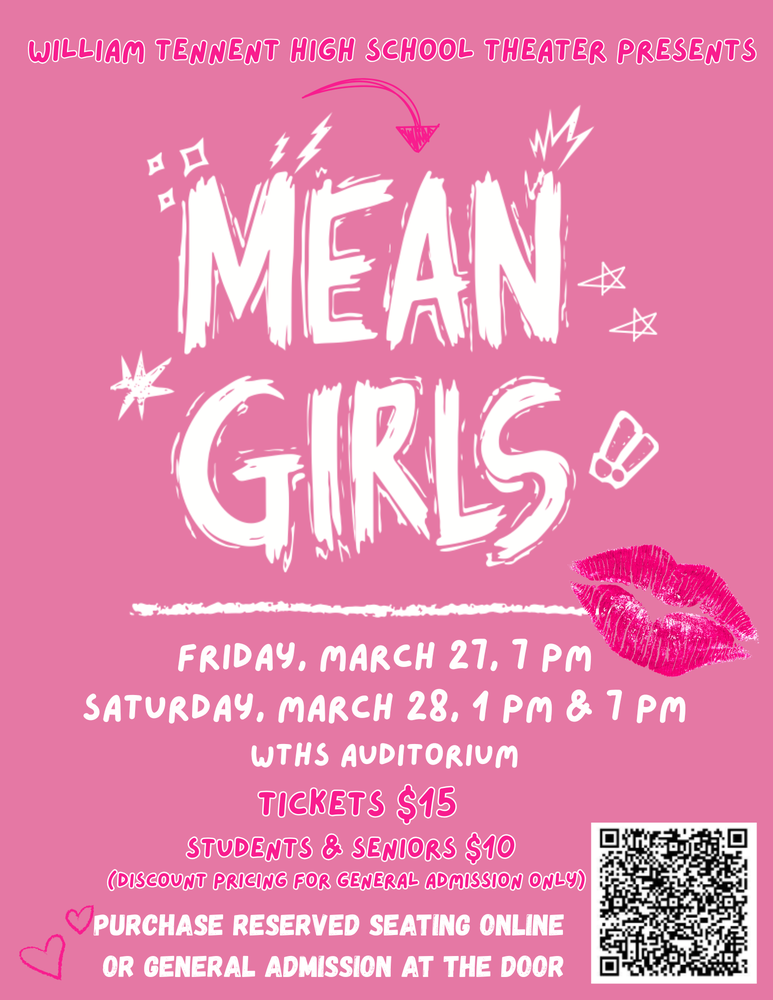 Mean Girls at WTHS on March 27 at 7 PM and March 28 at 4 PM and 7 PM