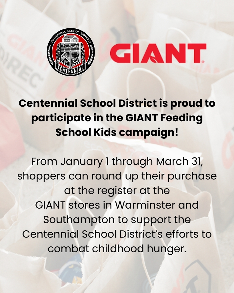 Centennial School District is proud to participate in the GIANT Feeding School Kids campaign!