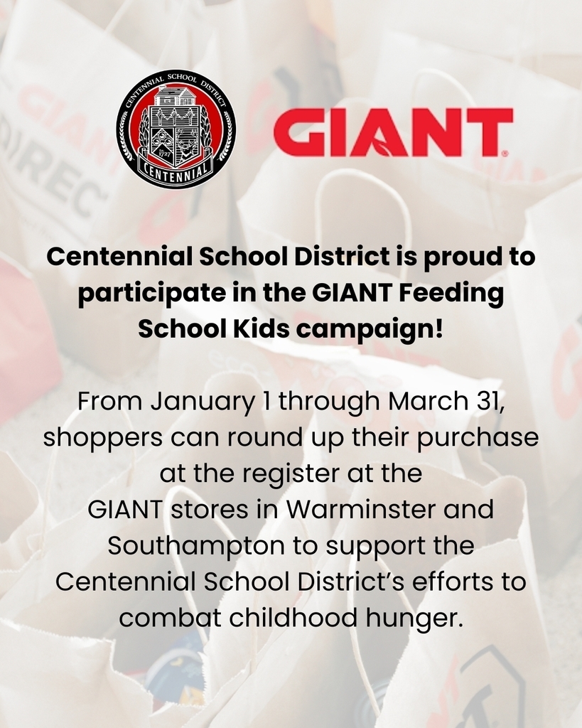 Centennial School District is proud to participate in the GIANT Feeding School Kids campaign!
