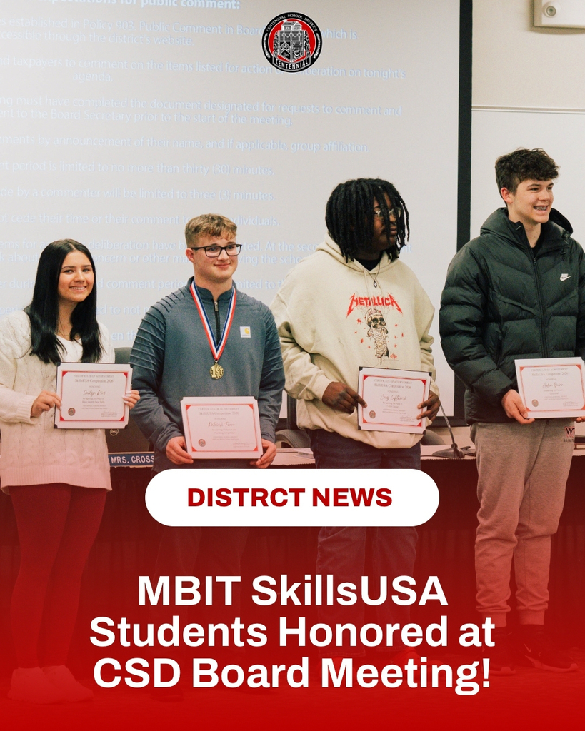 MBIT SkillsUSA Students honored at CSD board meeting