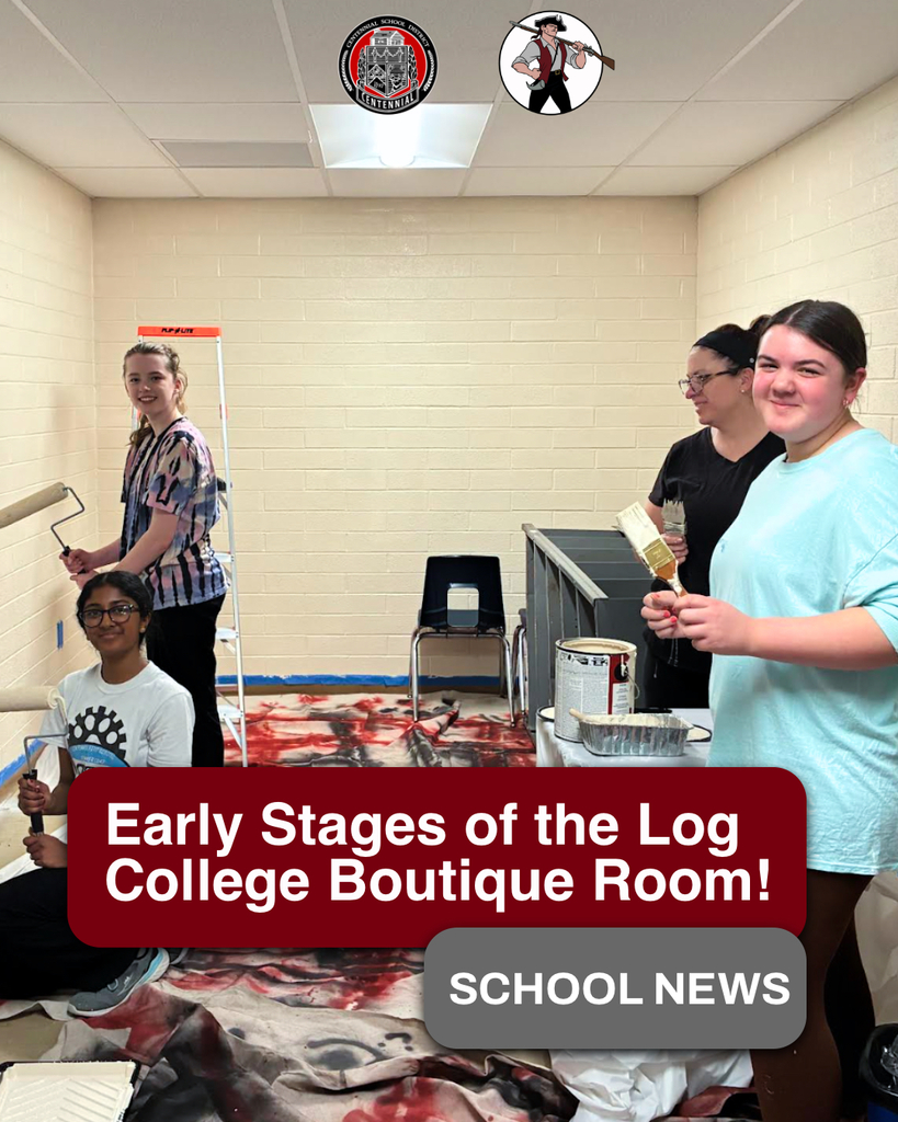 Students from Log College's National Junior Honors Society along with Centennial Education Foundation - CEF Executive Director Jen Schultz began the early stages of preparing a space at Log College for a boutique room that will serve as a space to offer students resources.